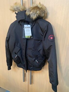 Loop Division Vegan Puff Jacket with Faux Fur Trim - Black